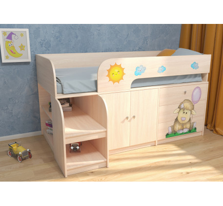 Мини кровать-чердак Астра-9.3 для детей, спальное место 160х80 см